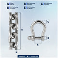 Anchor Chain 5/16" x 5' with 2 Shackles, HT G4 Stainless Steel - FO4493-S5 - Five Oceans