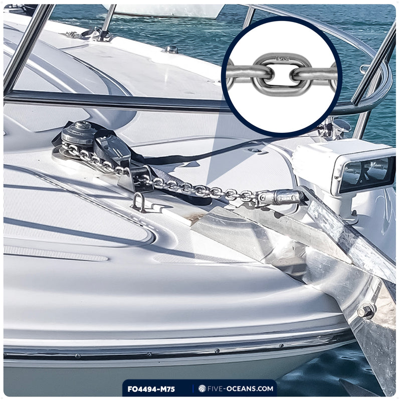 Windlass Anchor Chain 3/8" x 75' HT G4 - Stainless Steel - FO4494-M75 - Five Oceans