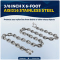 Anchor Chain 3/8" x 6' with 2 Shackles, HT G4 Stainless Steel - FO4494-S6 - Five Oceans