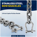 Anchor Chain 3/8" x 6' with 2 Shackles, HT G4 Stainless Steel - FO4494-S6 - Five Oceans