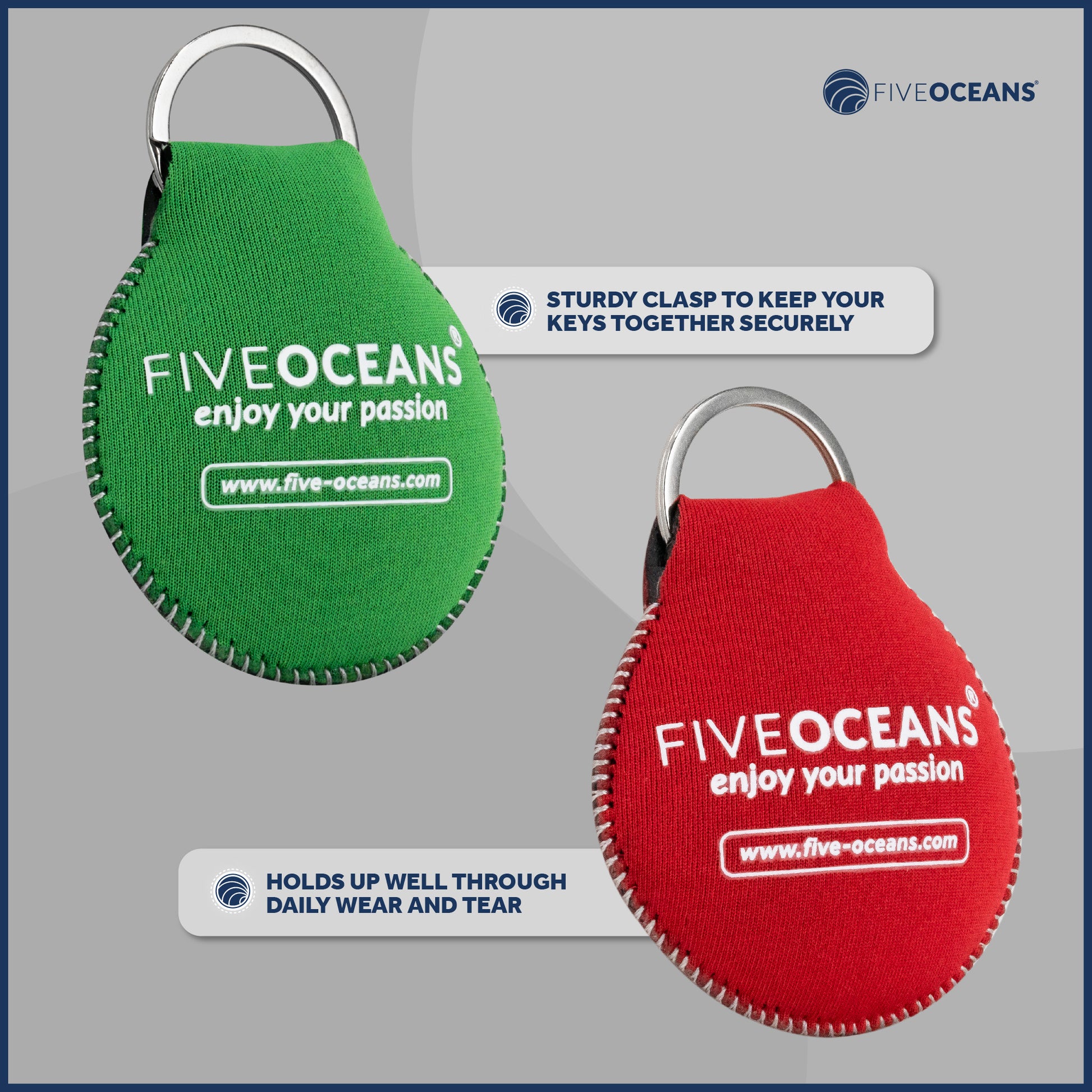 Floating Neoprene Keychain Set - 4495-GR - Five Oceans