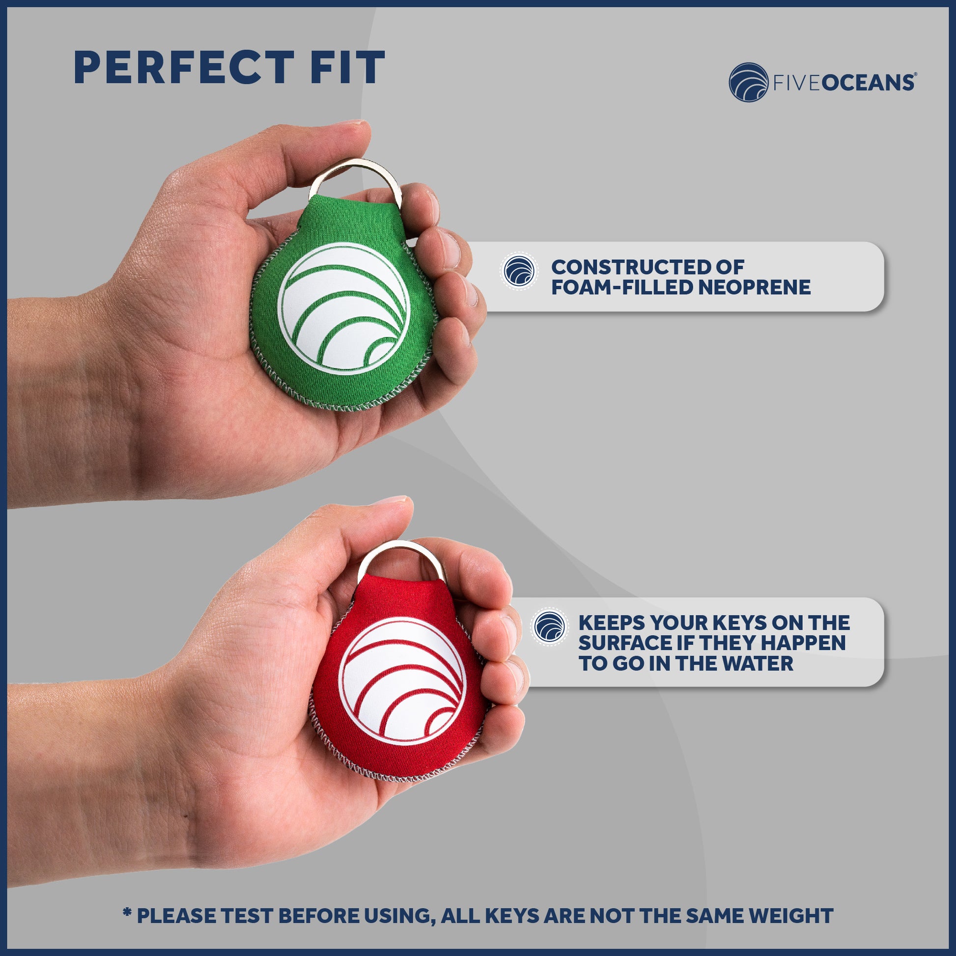 Floating Neoprene Keychain Set - 4495-GR - Five Oceans