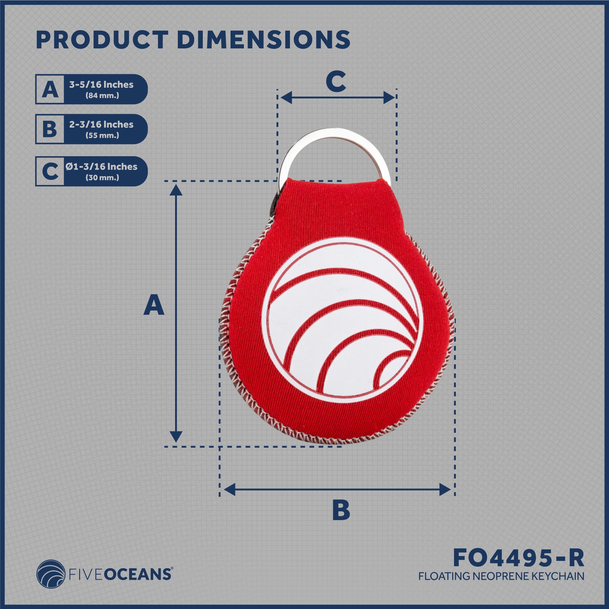 Floating Neoprene Keychain, Red - FO4495-R - Five Oceans