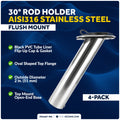 30-Degree Rod Holder, Flush Mount, Stainless Steel, 4-Pack – FO4497-M4 - Five Oceans