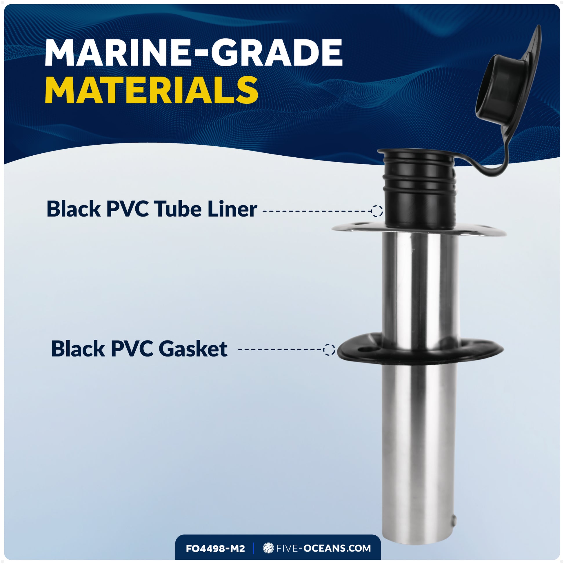 90-Degree Rod Holder, Flush Mount, Stainless Steel, 2-Pack - FO4498-M2 - Five Oceans