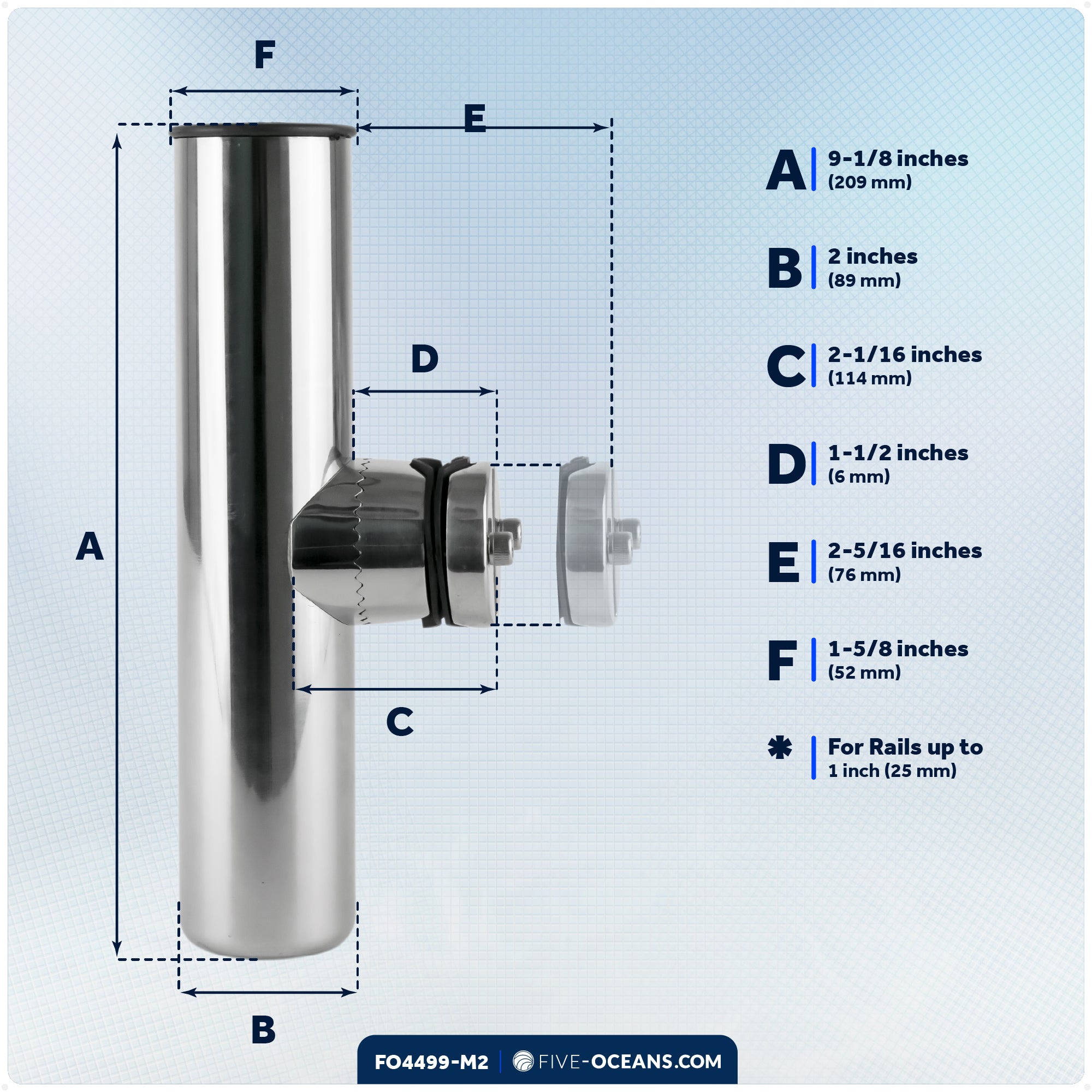 Clamp-on Rod Holder, Stainless Steel, 2-Pack – FO4499-M2 - Five Oceans