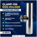 Clamp-on Rod Holder, Stainless Steel, 4-Pack – FO4499-M4 - Five Oceans
