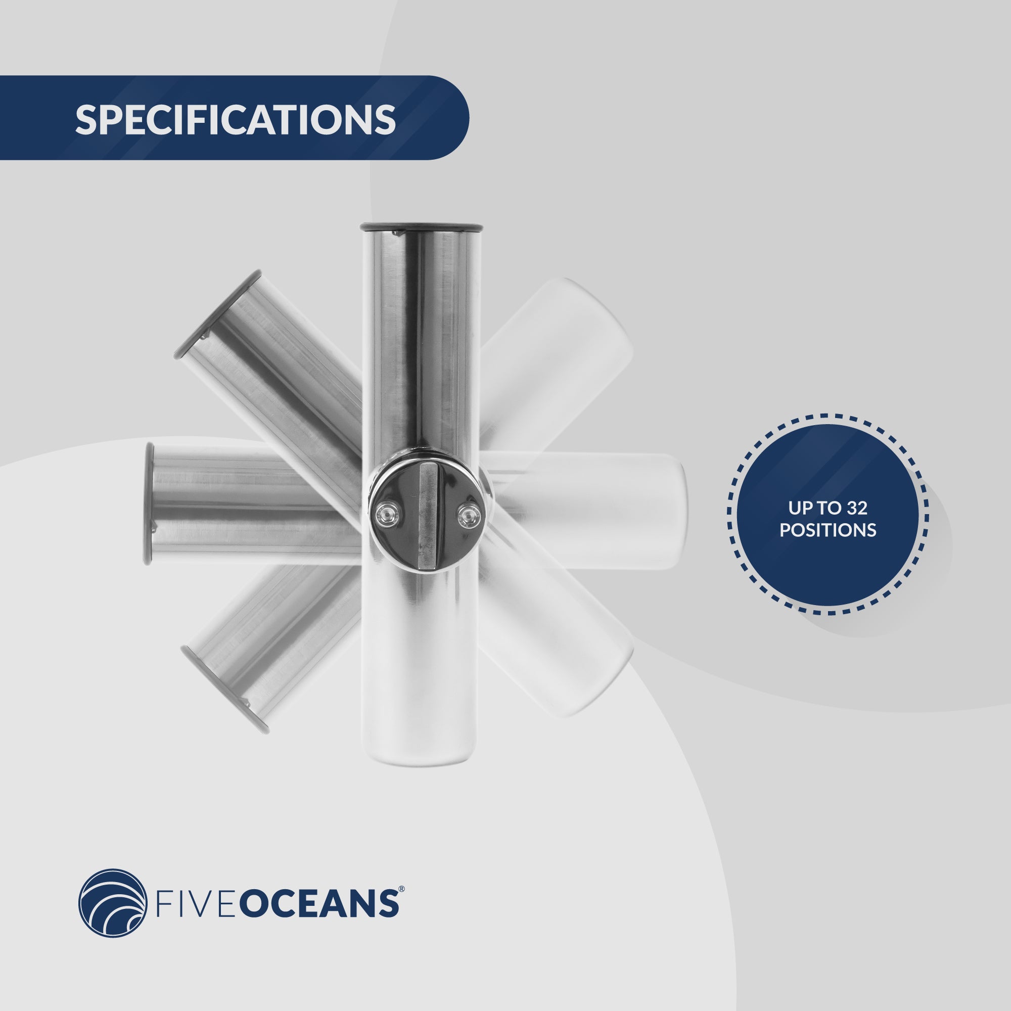 Clamp-on Fishing Rod Holder, Stainless Steel 4-Pack - FO4499-M4 - Five Oceans