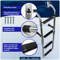4-Step Folding Transom Ladder, AISI316 Stainless Steel - FO4500 - Five Oceans