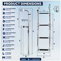 4-Step Folding Transom Ladder, AISI316 Stainless Steel - FO4500 - Five Oceans
