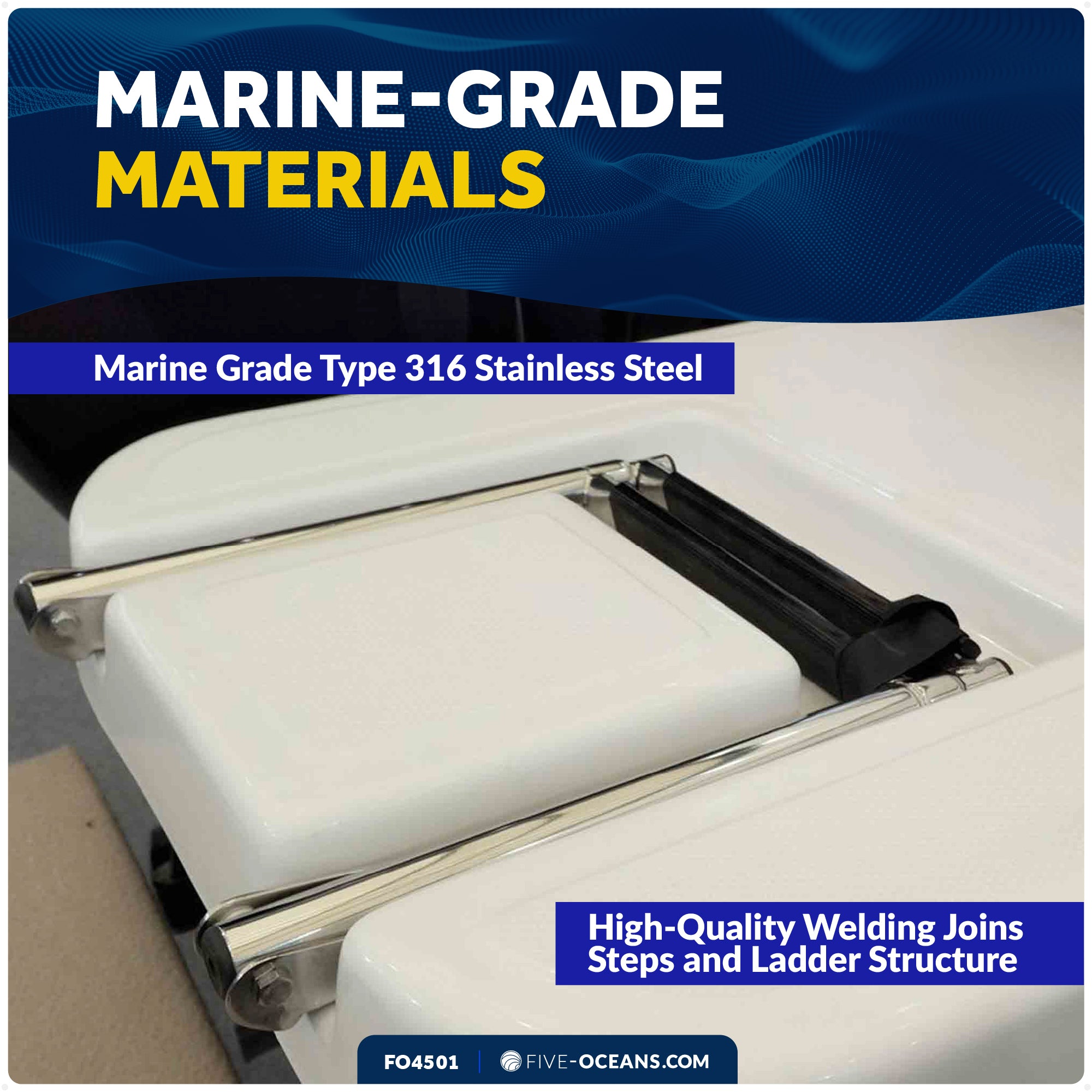 2 Step Boat Over Platform Telescoping Ladder, Stainless Steel - FO4501