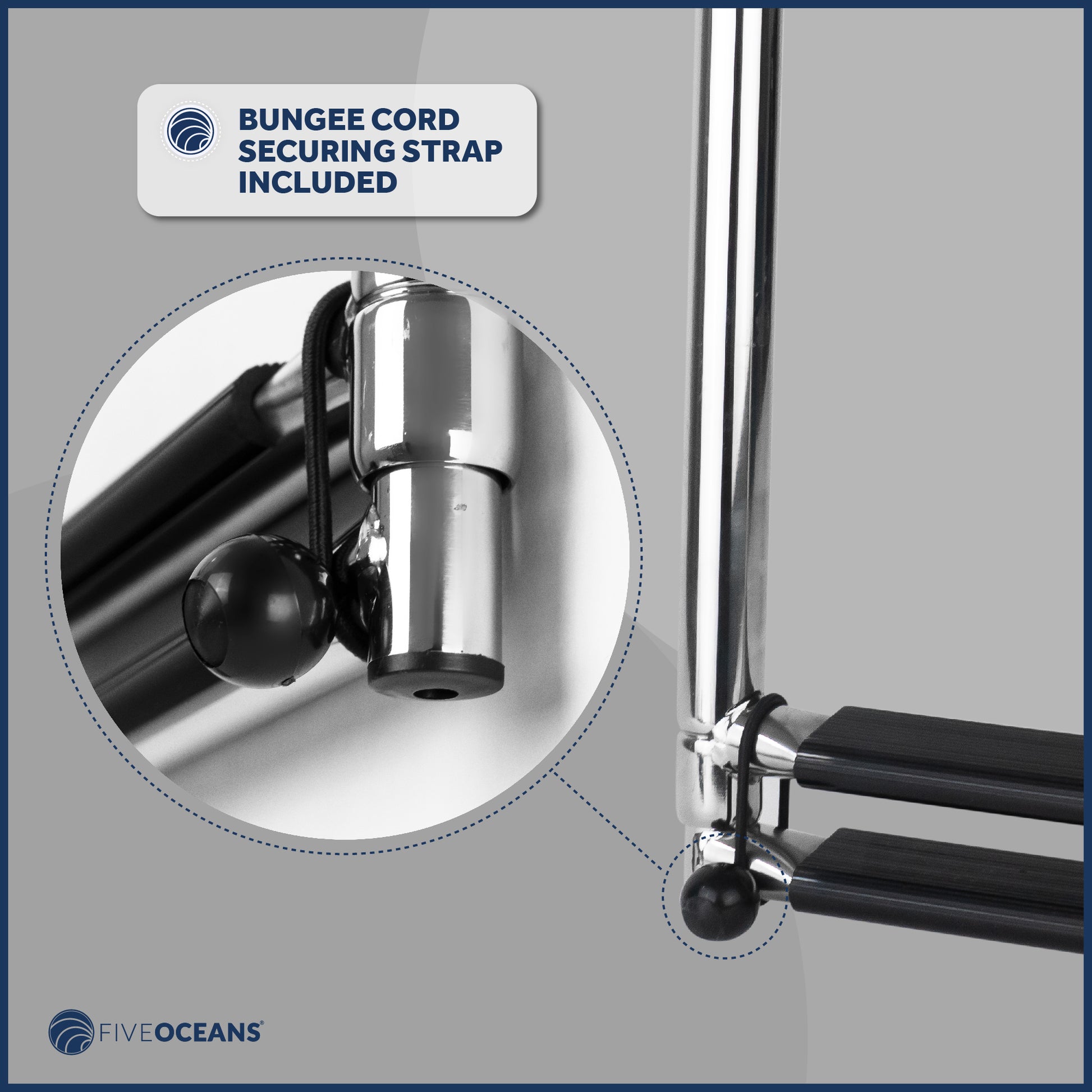 2 Step Boat Over Platform Telescoping Ladder, Stainless Steel - FO4501 - Five Oceans