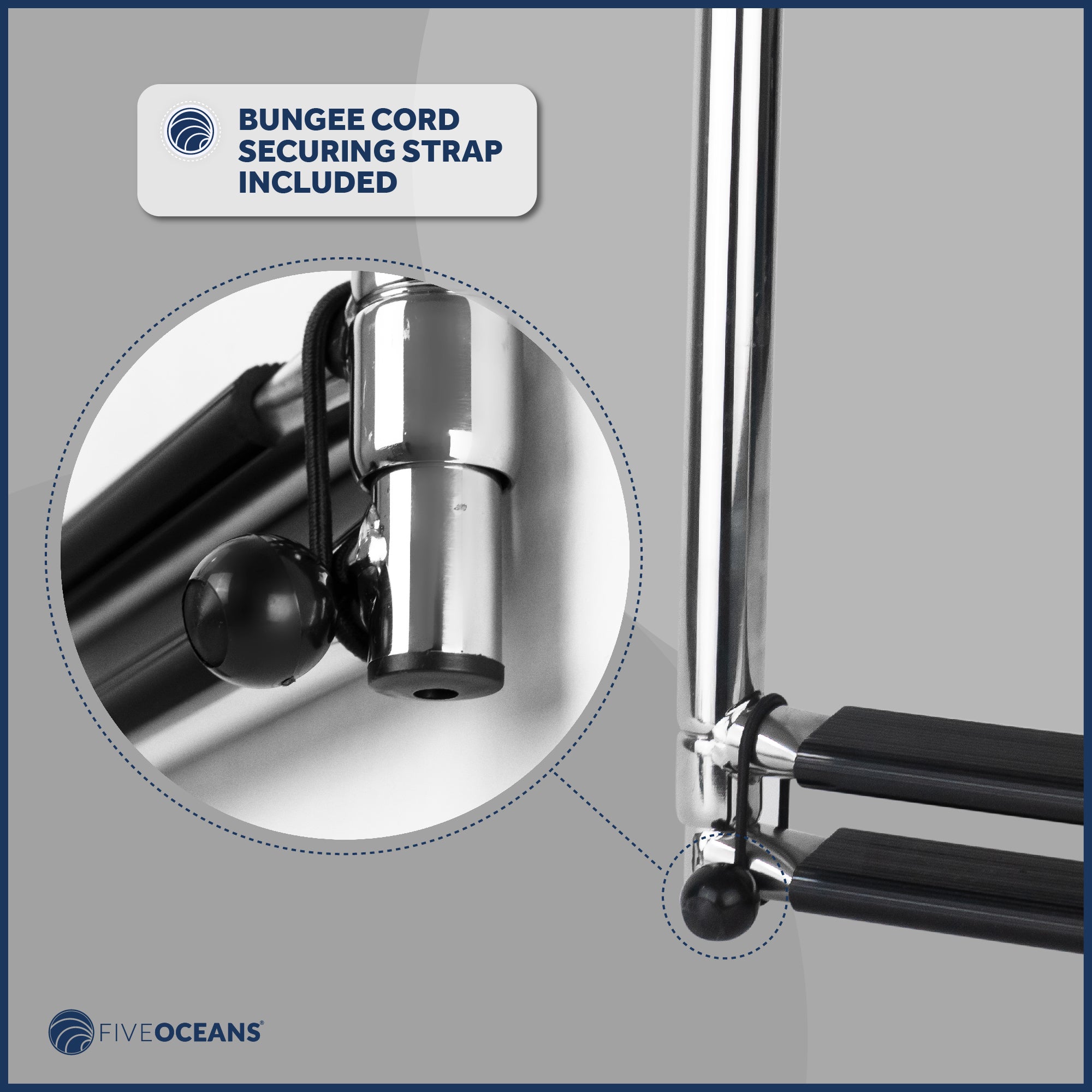 2 Step Boat Over Platform Telescoping Ladder, Stainless Steel - FO4501 - Five Oceans