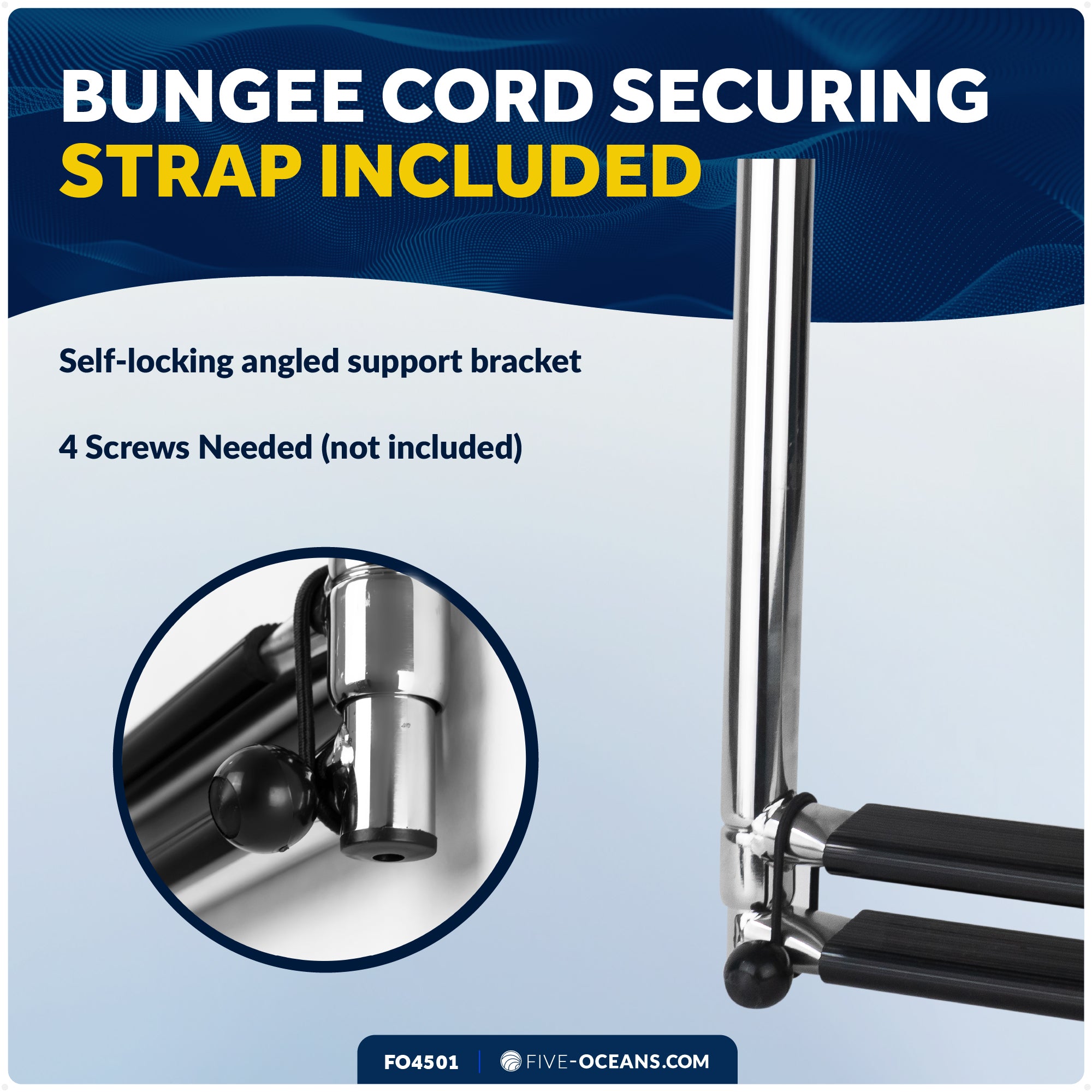 2 Step Boat Over Platform Telescoping Ladder, Stainless Steel - FO4501