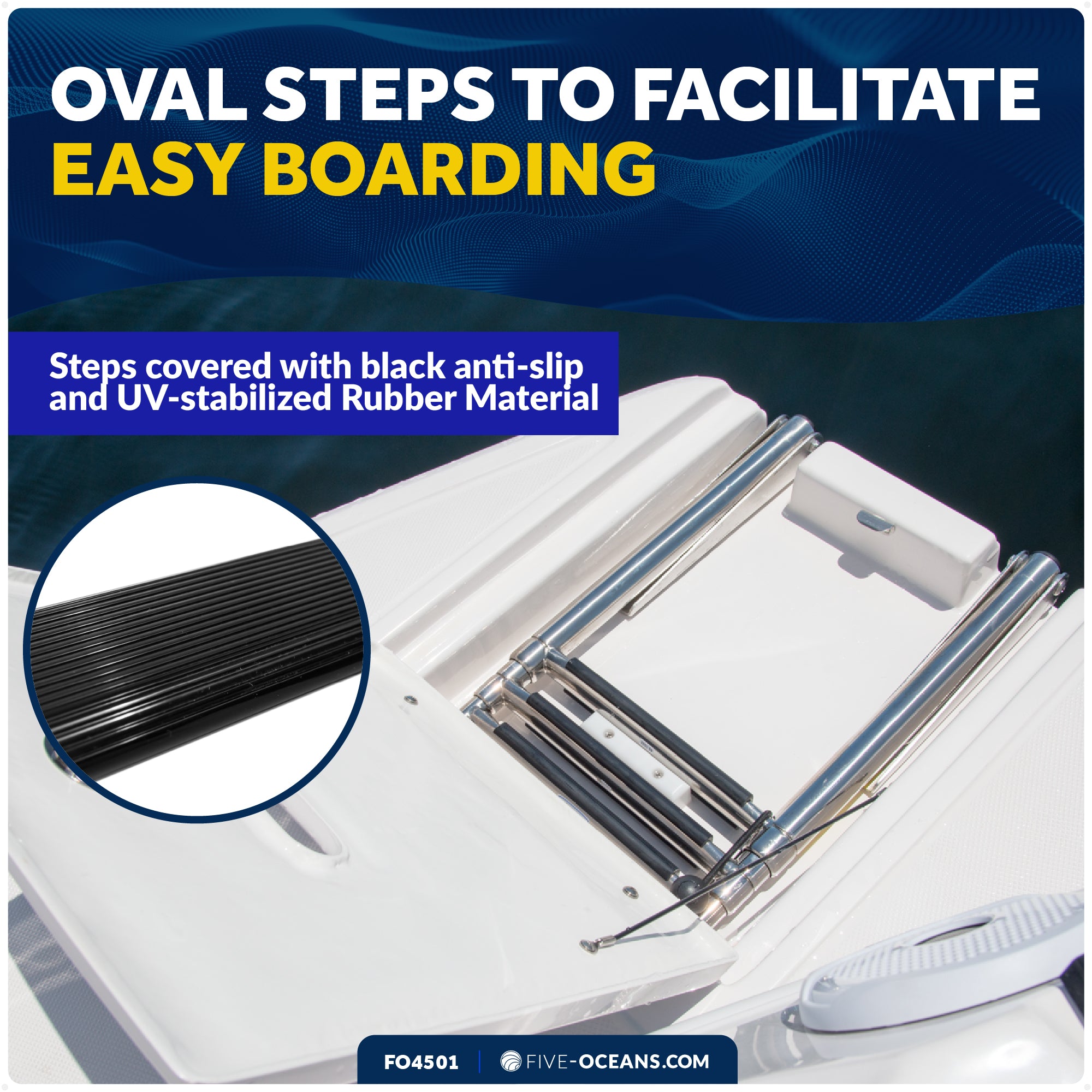 2 Step Boat Over Platform Telescoping Ladder, Stainless Steel - FO4501