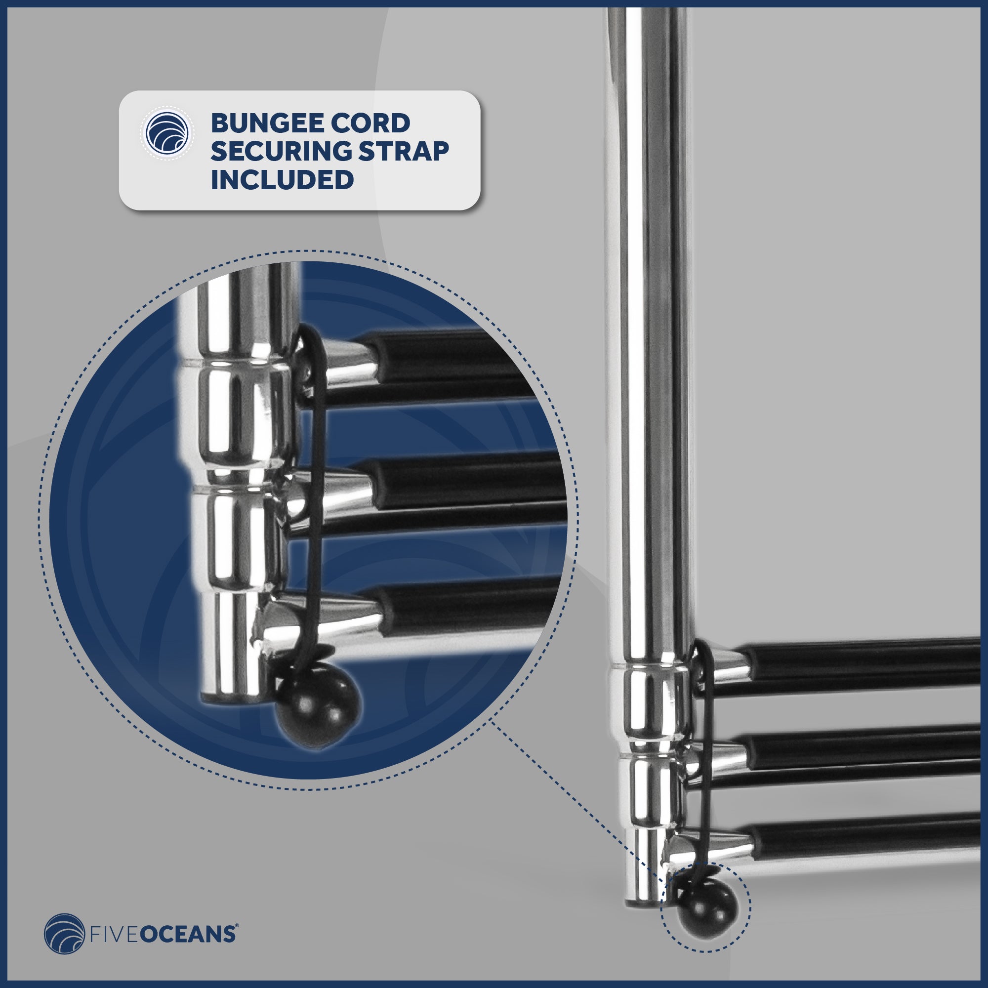 3 Step Boat Over Platform Telescoping Ladder, Stainless Steel - FO4502 - Five Oceans