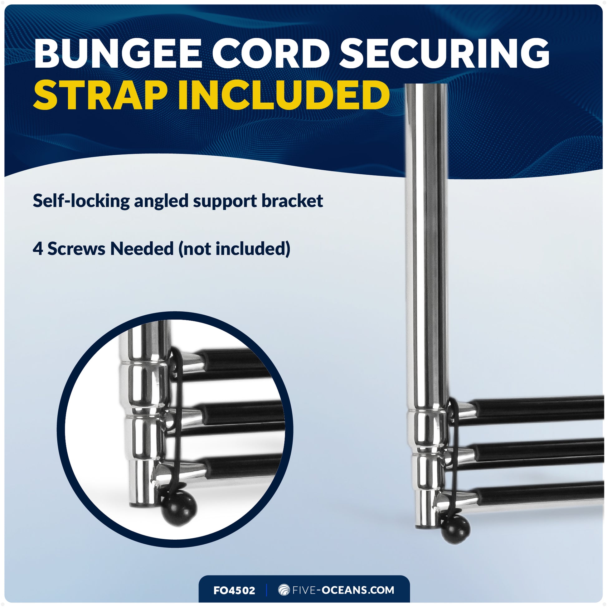 3-Step Over Platform Telescoping Swim Ladder, AISI316 Stainless Steel - FO4502 - Five Oceans