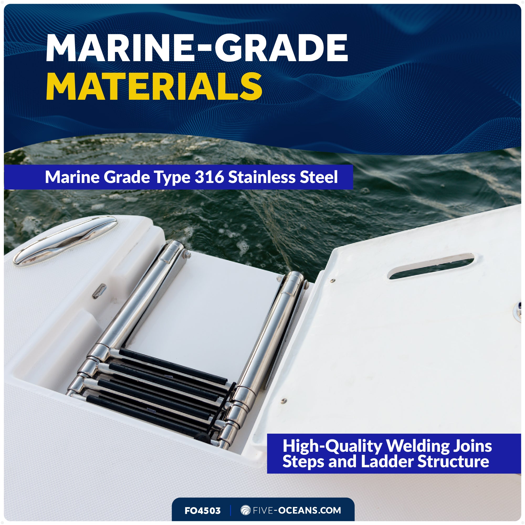 4 Step Boat Over Platform Telescoping Ladder, Stainless Steel - FO4503