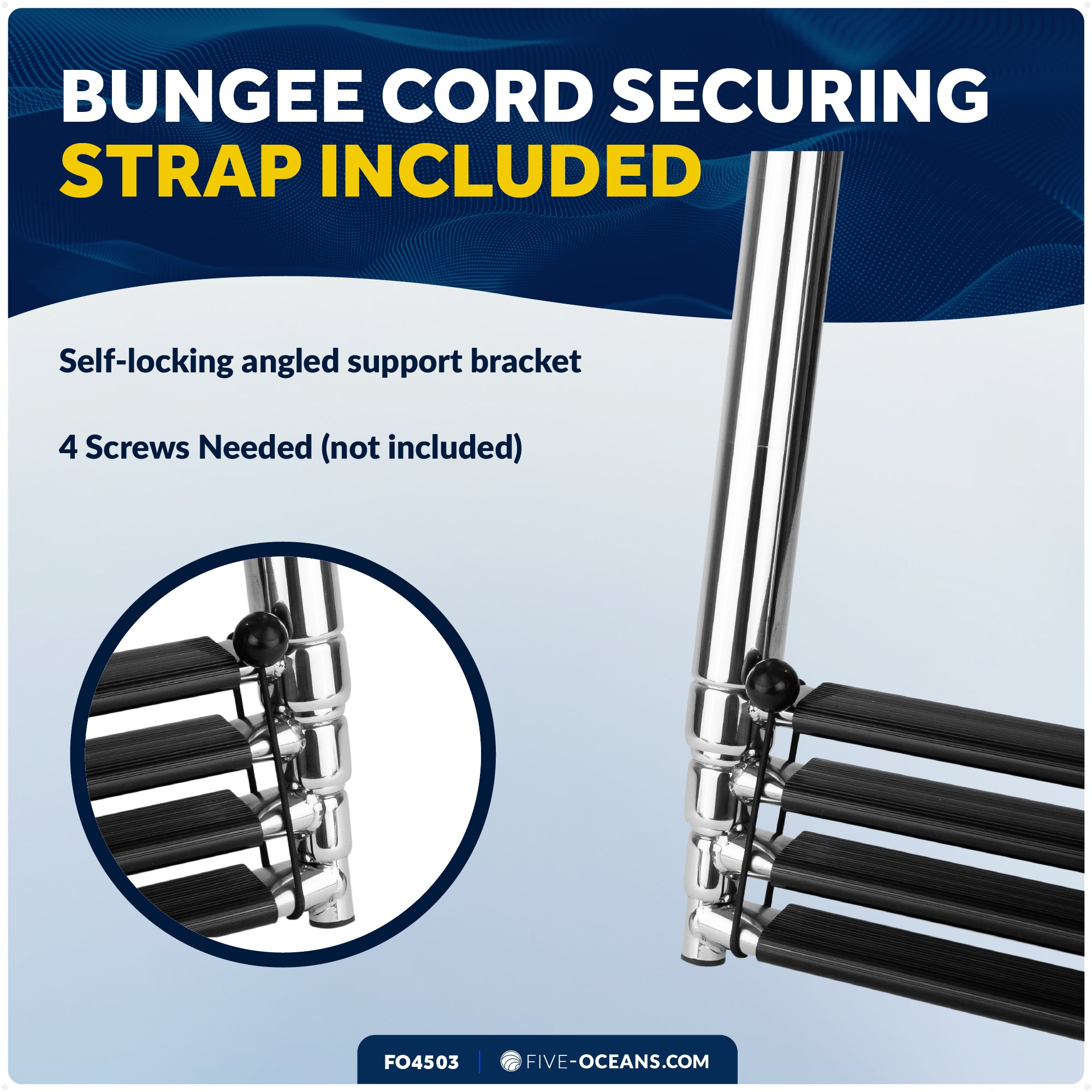 4 Step Boat Over Platform Telescoping Ladder, Stainless Steel - FO4503