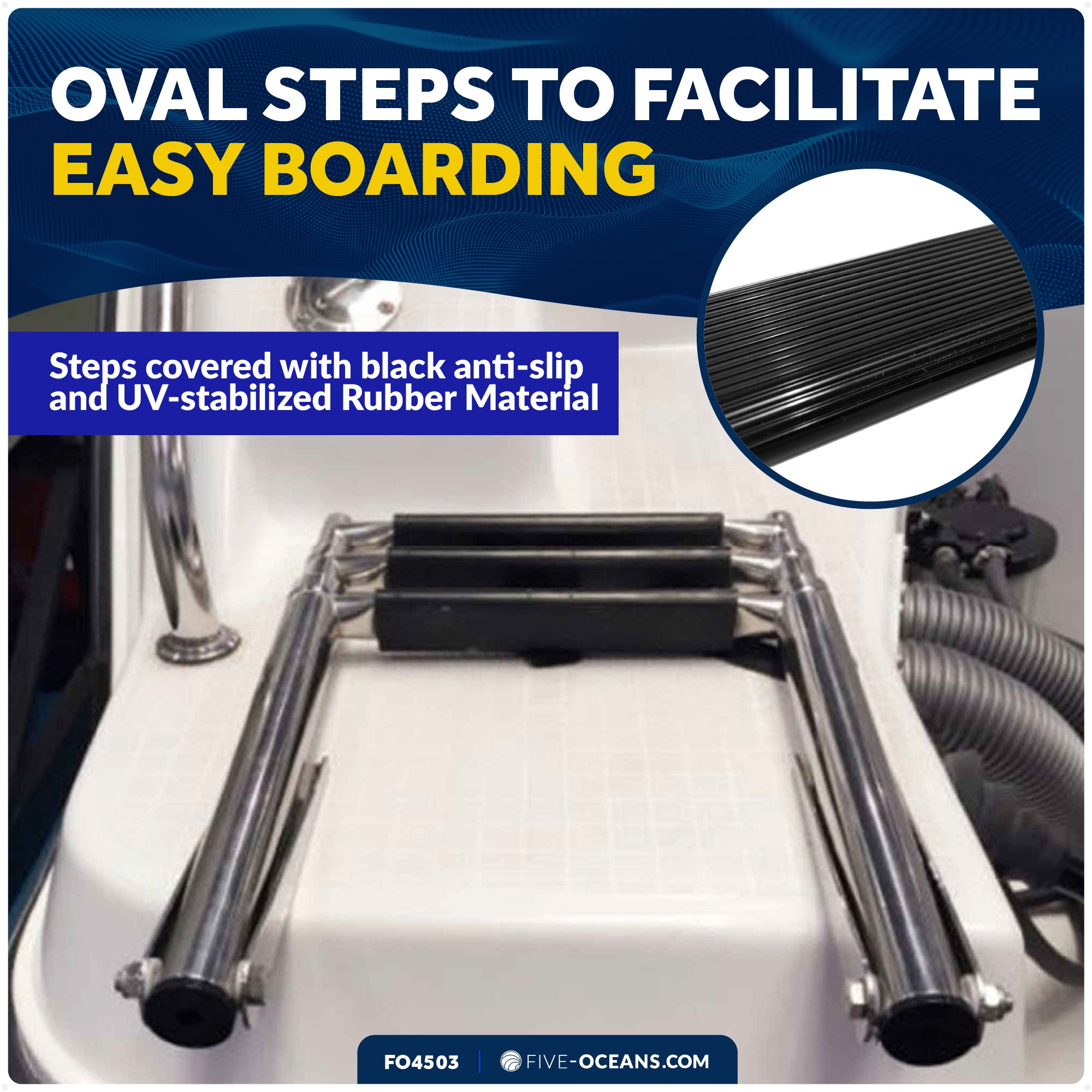 4 Step Boat Over Platform Telescoping Ladder, Stainless Steel - FO4503