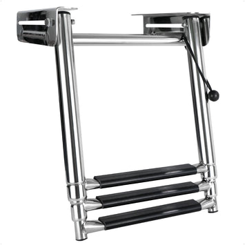 3 Step Boat Under Platform Telescoping Ladder, Stainless Steel - FO4504