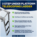 3-Step Under Platform Telescoping Swim Ladder, AISI316 Stainless Steel - FO4504 - Five Oceans