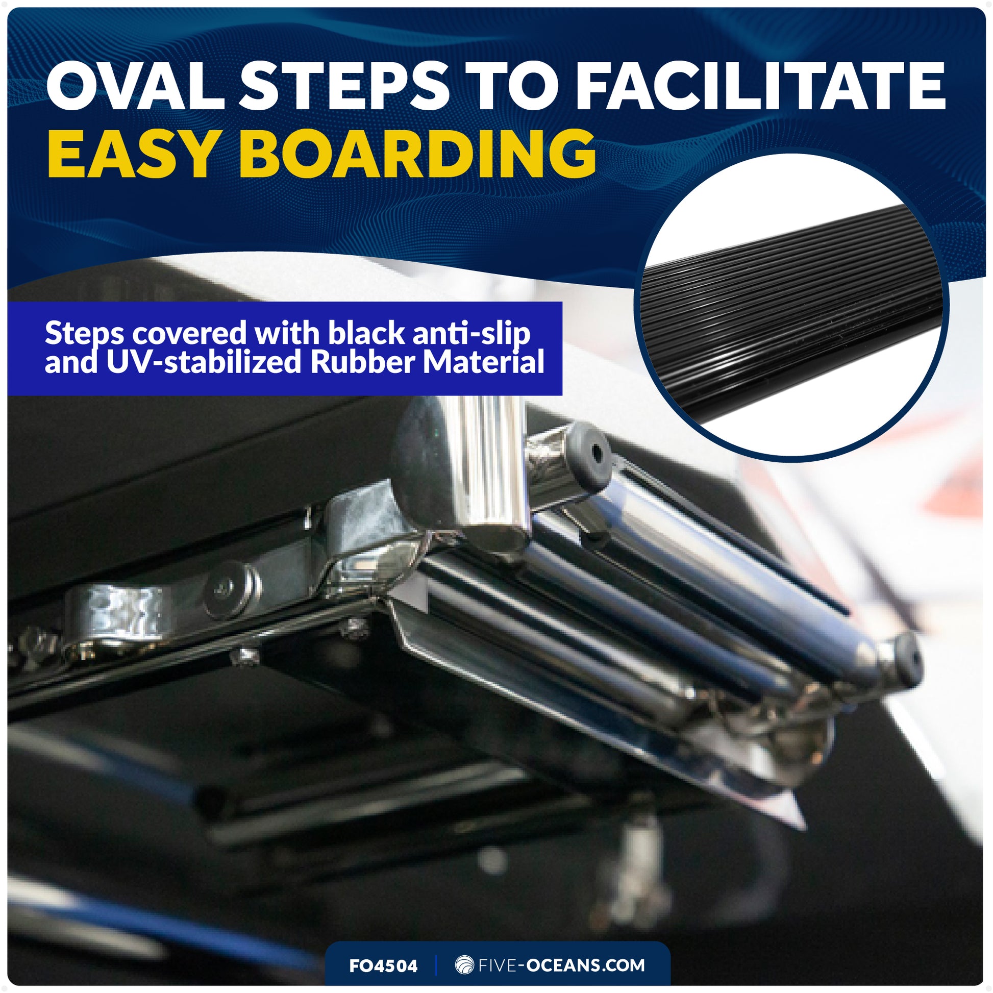 3-Step Under Platform Telescoping Swim Ladder, AISI316 Stainless Steel - FO4504 - Five Oceans