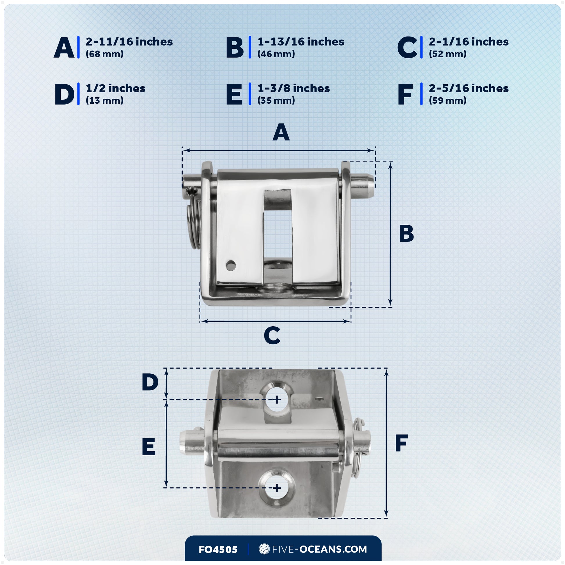 Anchor Chain Stopper - Fist 3/16" to 1/4" Chains, Stainless Steel - FO4505 - Five Oceans