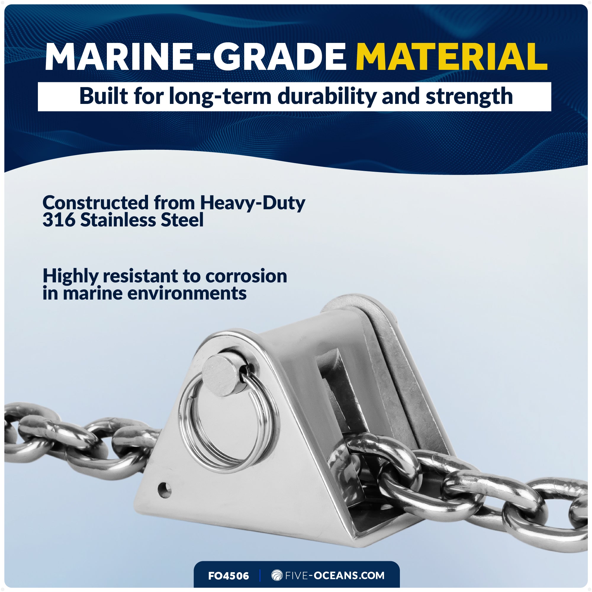 Anchor Chain Stopper - Fits 5/16" to 3/8" Chain, Stainless Steel - FO4506 - Five Oceans