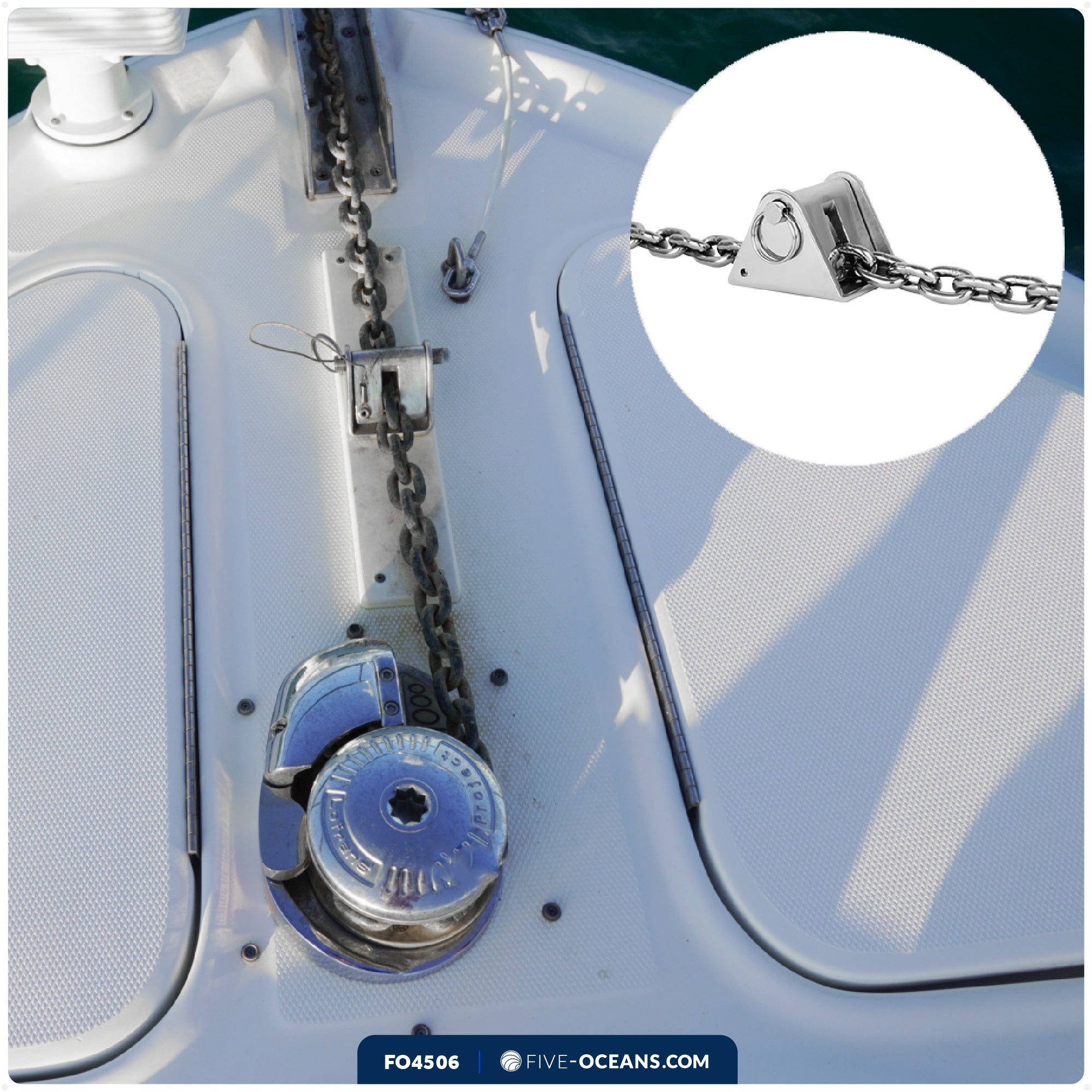 Anchor Chain Stopper - Fits 5/16" to 3/8" Chain, Stainless Steel - FO4506 - Five Oceans