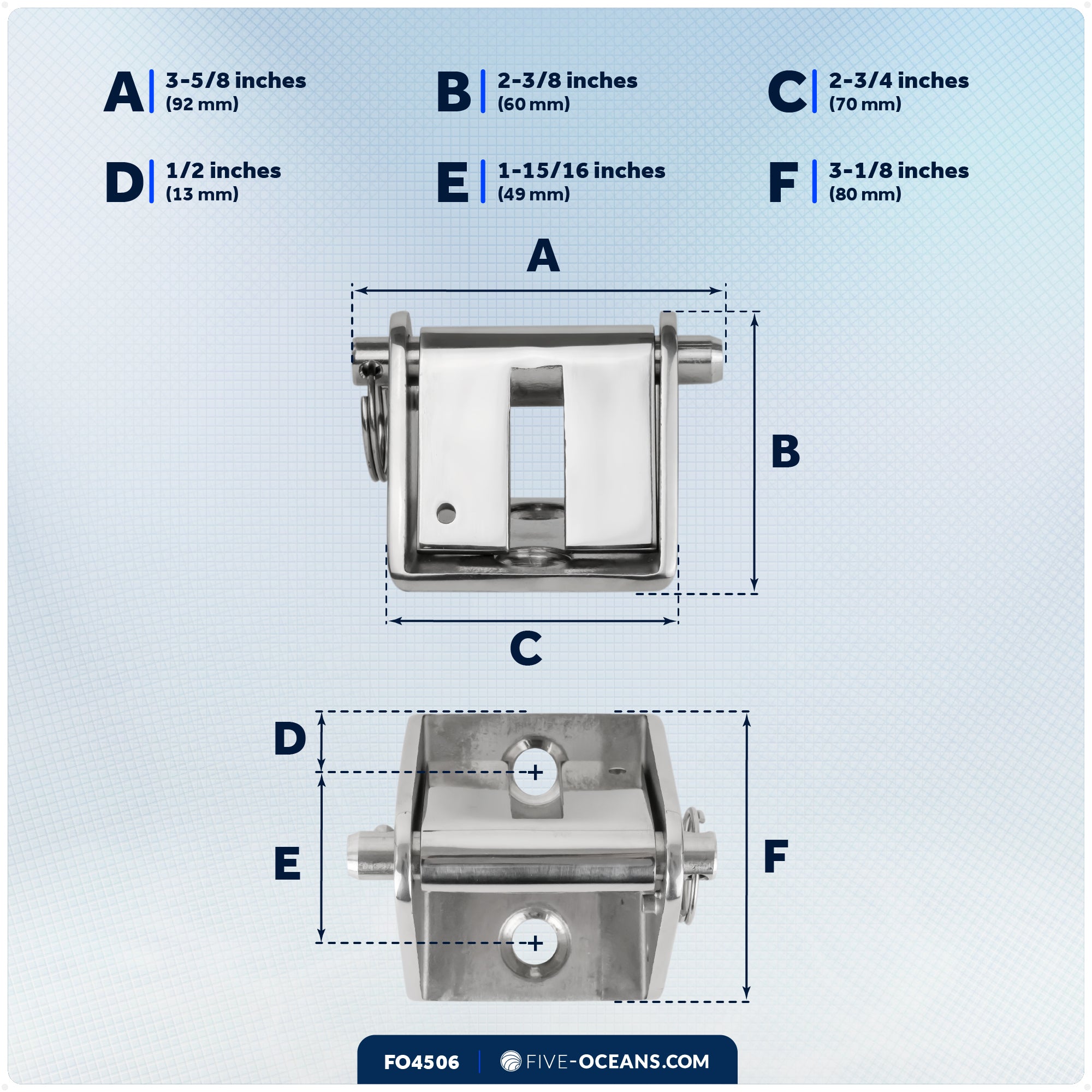 Anchor Chain Stopper - Fits 5/16" to 3/8" Chain, Stainless Steel - FO4506 - Five Oceans