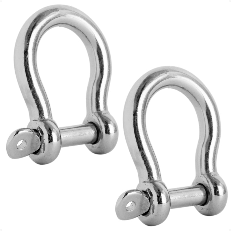 5/16" Screw Pin Bow Anchor Shackle, AISI316 Stainless Steel, 2-Pack