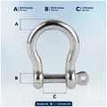 3/8" Screw Pin Bow Anchor Shackle, AISI316 Stainless Steel, 2-Pack