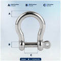 3/8" Captive Screw Pin Bow Anchor Shackle, AISI316 Stainless Steel