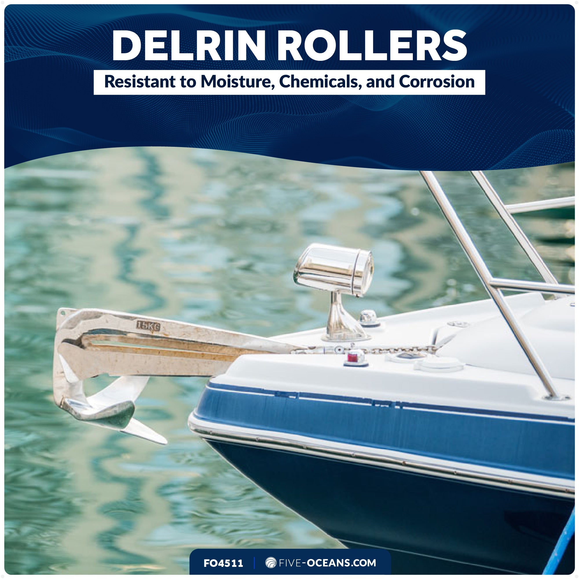 Fixed Anchor Bow Roller, Length11", Stainless Steel - FO4511