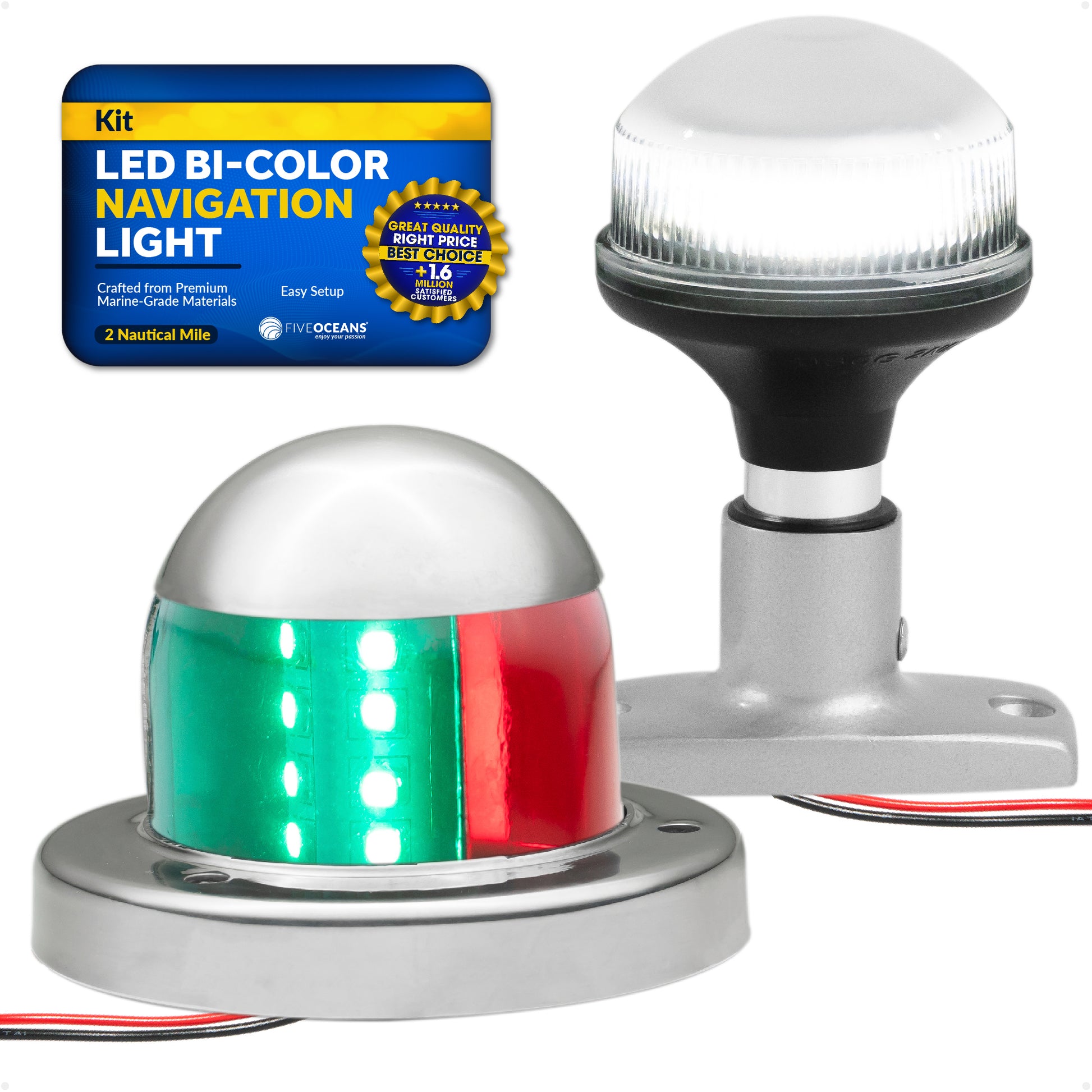 LED Anchor Light and Boat Navigation Lights Set - FO4512-C1 - Five Oceans