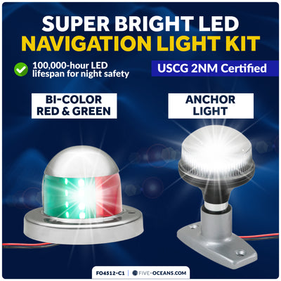 LED Bi-Color & Anchor Navigation Light Kit, 12V DC - 2NM