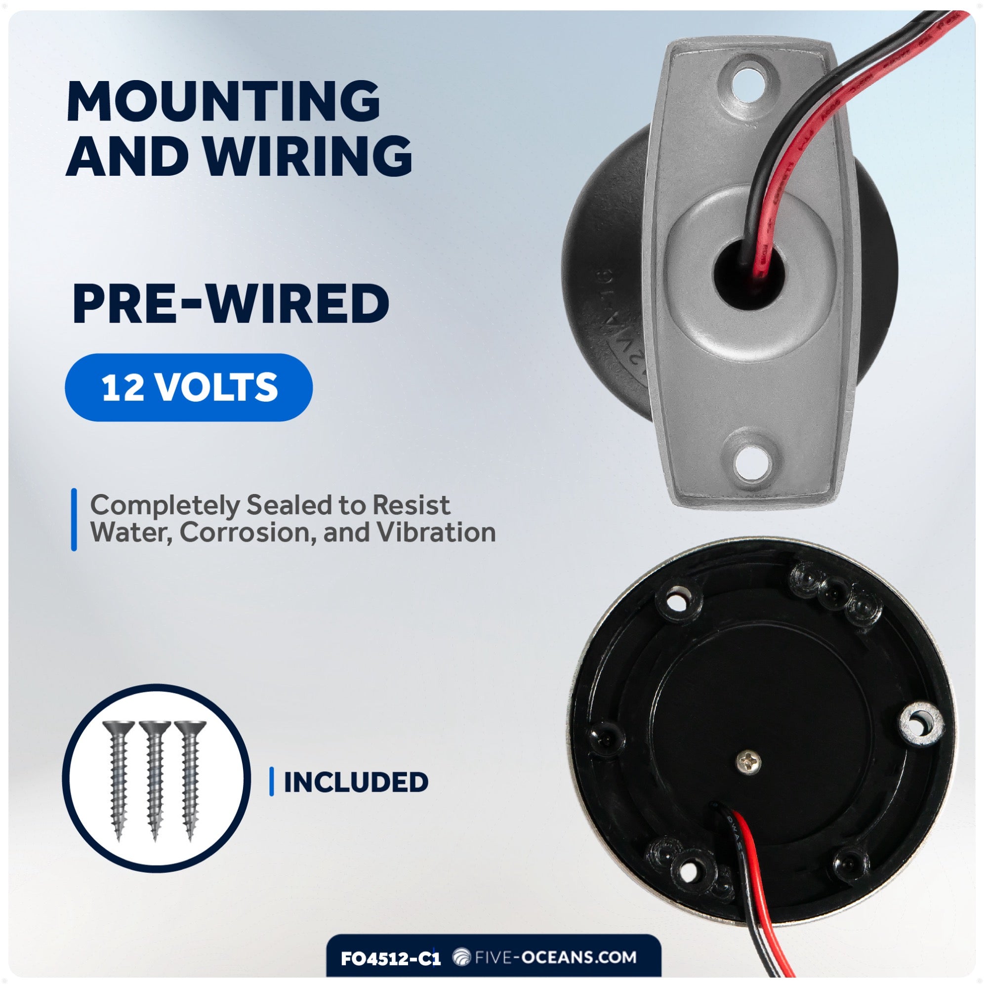 LED Bi-Color & Anchor Navigation Light Kit, 12V DC - 2NM - FO4512-C1 - Five Oceans
