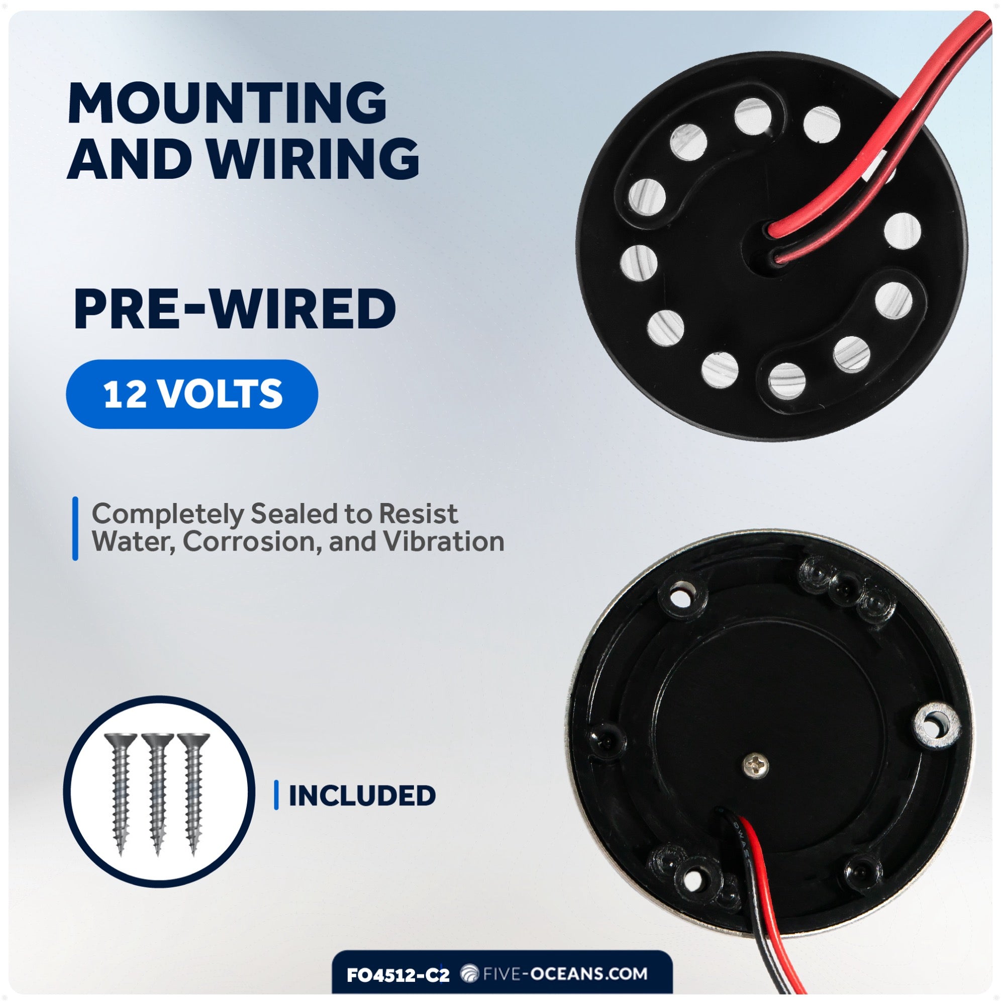 LED Bi-Color & Anchor Navigation Light Kit, 12V DC - 2NM - FO4512-C2 - Five Oceans