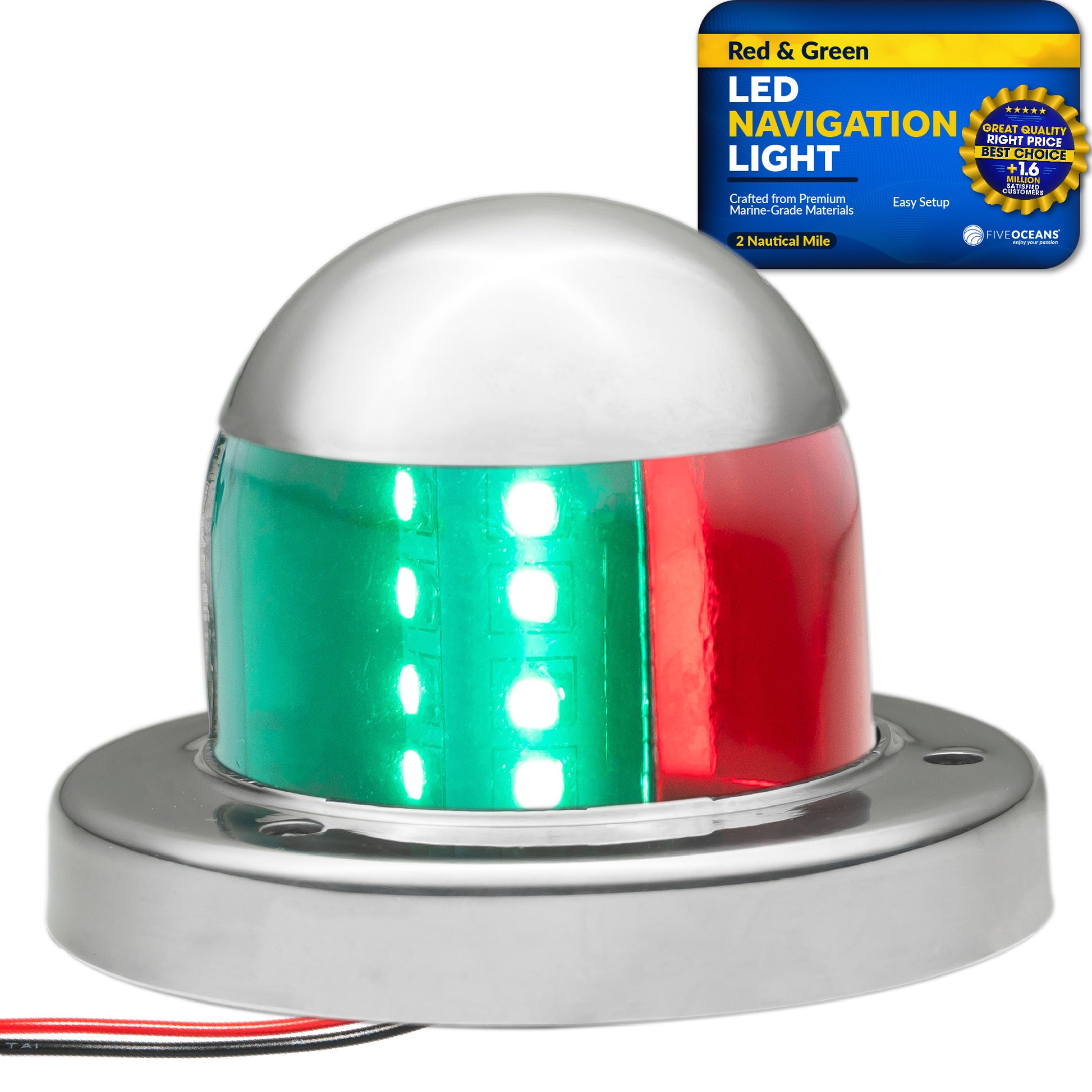 Navigation Lights, LED Red and Green, 2NM - FO4512 - Five Oceans