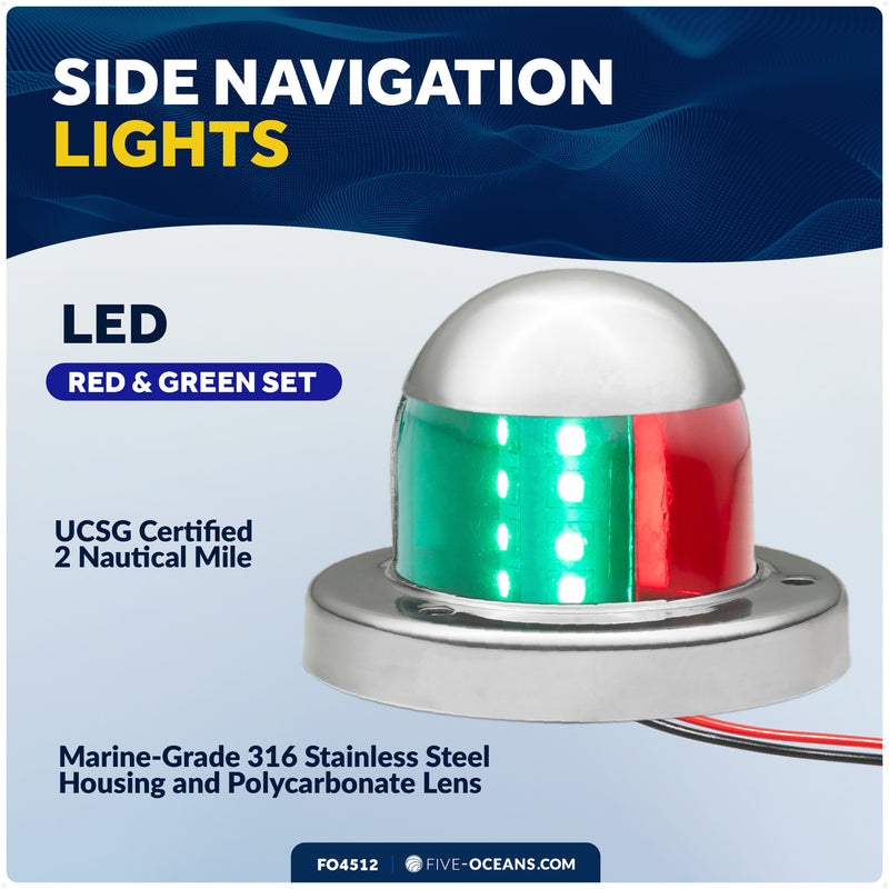 LED Bi-Color Navigation Light, Horizontal Mount, 12V DC - 2NM - FO4512 - Five Oceans