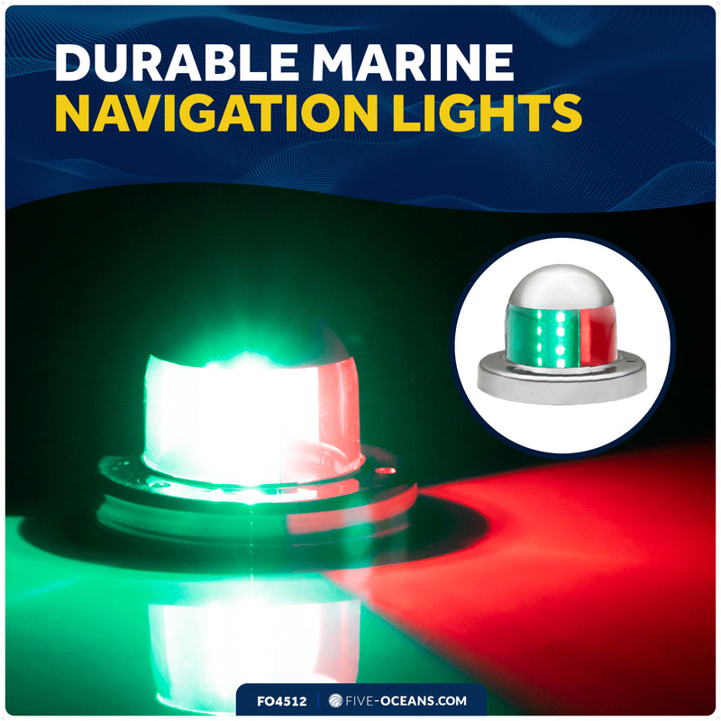 LED Bi-Color Navigation Light, Horizontal Mount, 12V DC - 2NM - FO4512 - Five Oceans