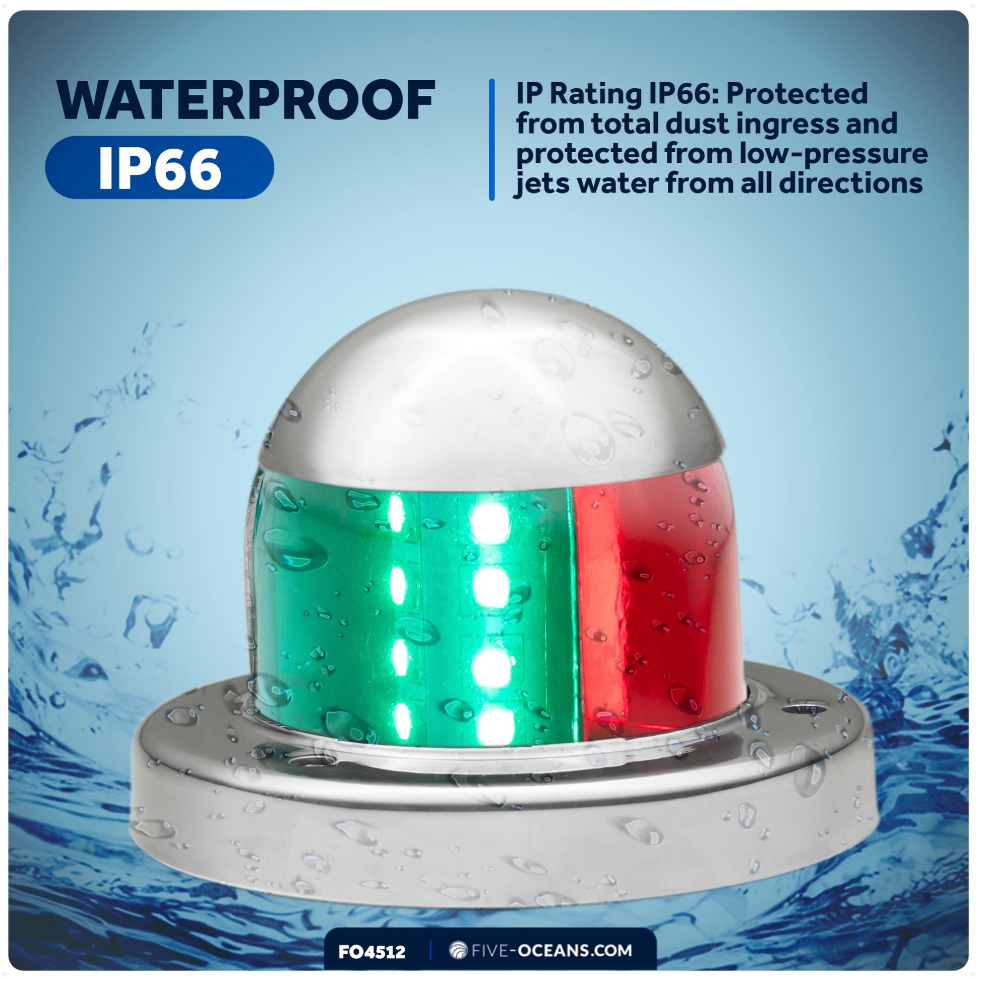 Navigation Lights, LED Red and Green, 2NM - FO4512 - Five Oceans