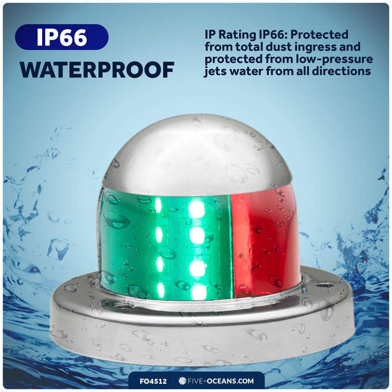 LED Bi-Color Navigation Light, Horizontal Mount, 12V DC - 2NM - FO4512 - Five Oceans