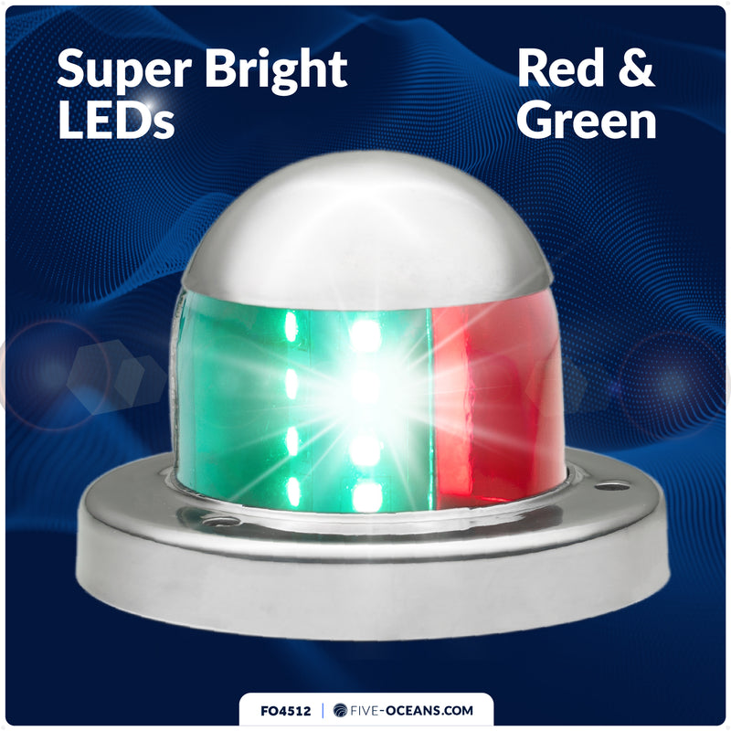 LED Bi-Color Navigation Light, Horizontal Mount, 12V DC - 2NM - FO4512 - Five Oceans