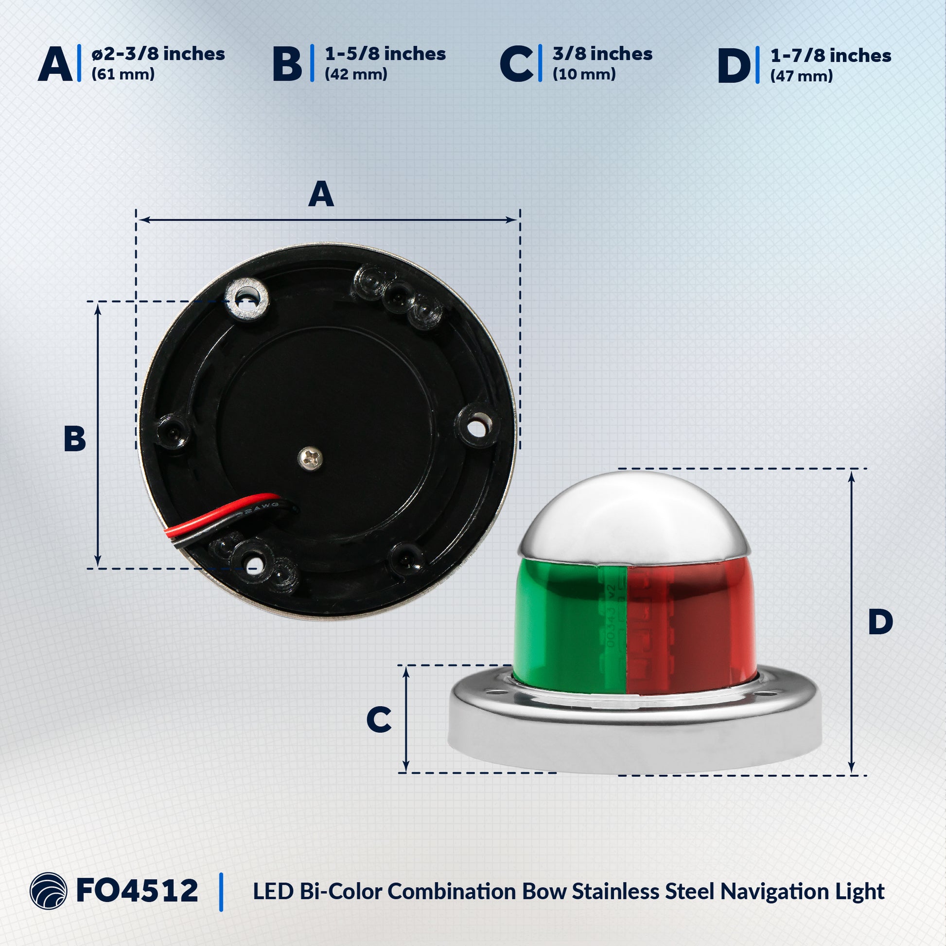 Navigation Lights, LED Red and Green, 2NM - FO4512 - Five Oceans