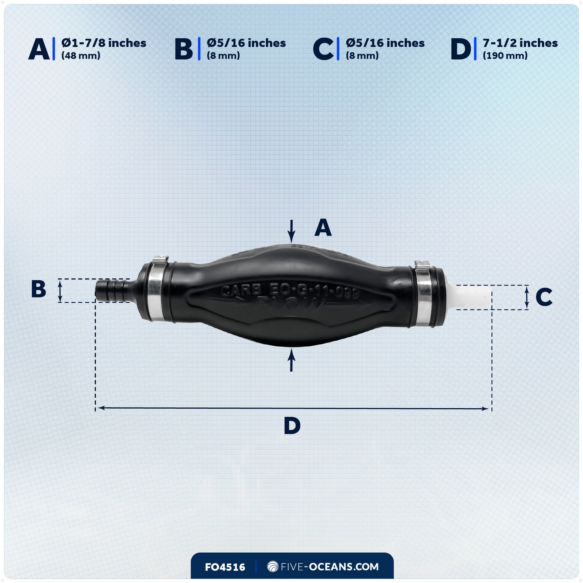 EPA 5/16" Fuel Primer Bulb - FO4516 - Five Oceans