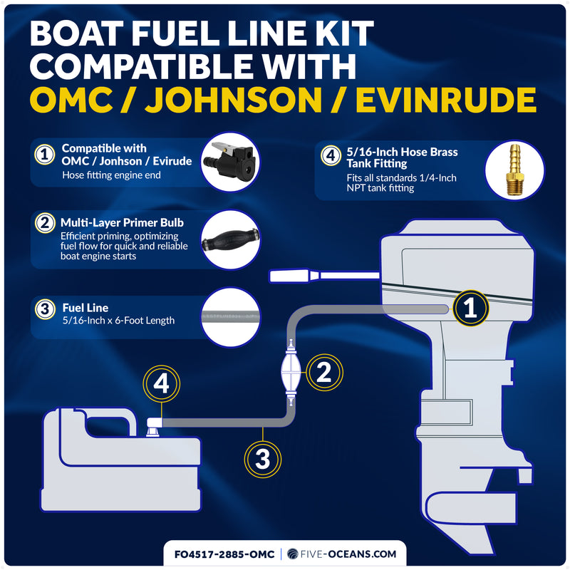5/16" Fuel Line Assembly OMC / Johnson / Evinrude Outboards, EPA-CARB Approved