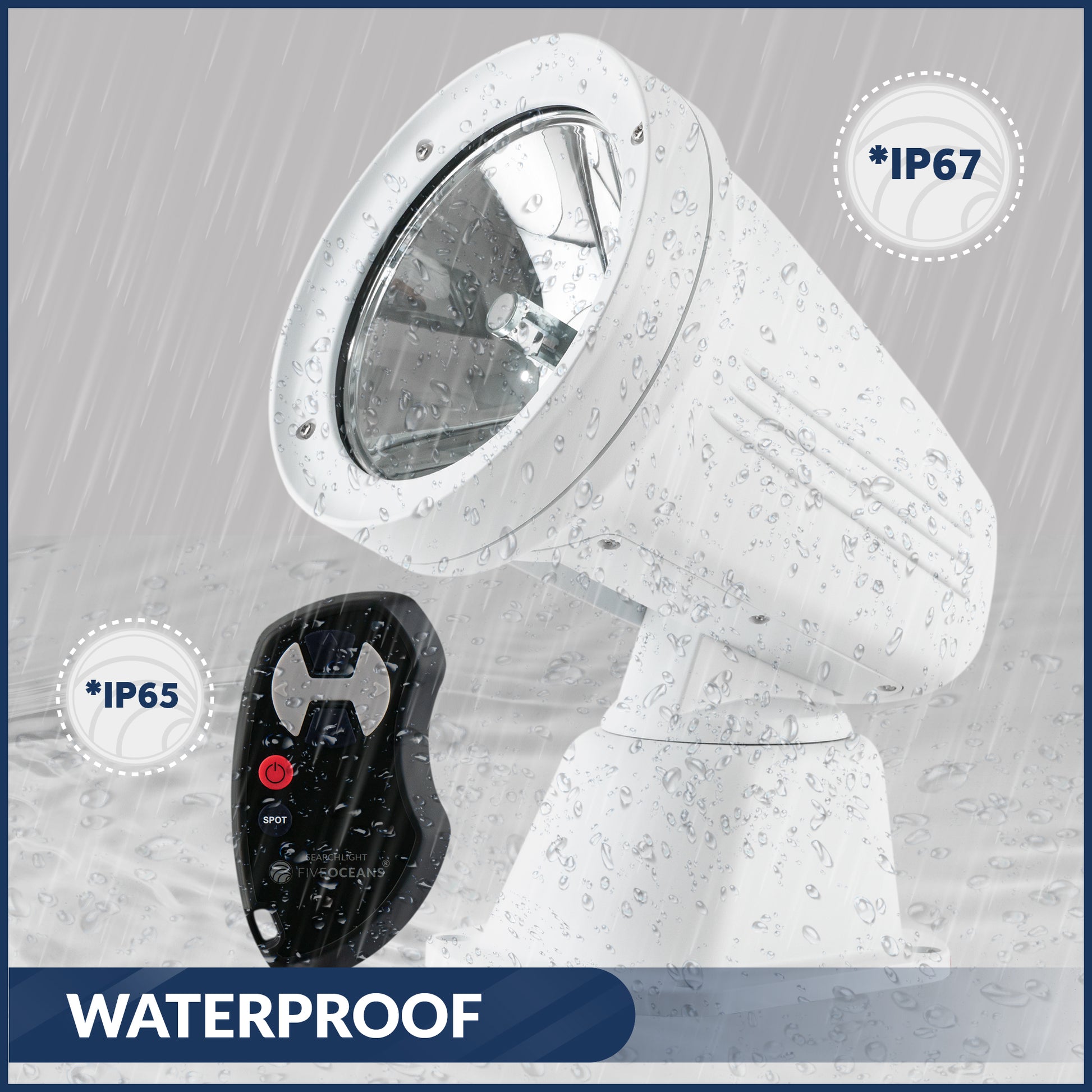 Boat Spotlight, LED Wireless Remote Controlled 3500 LM, 12V DC - FO4519 - Five Oceans