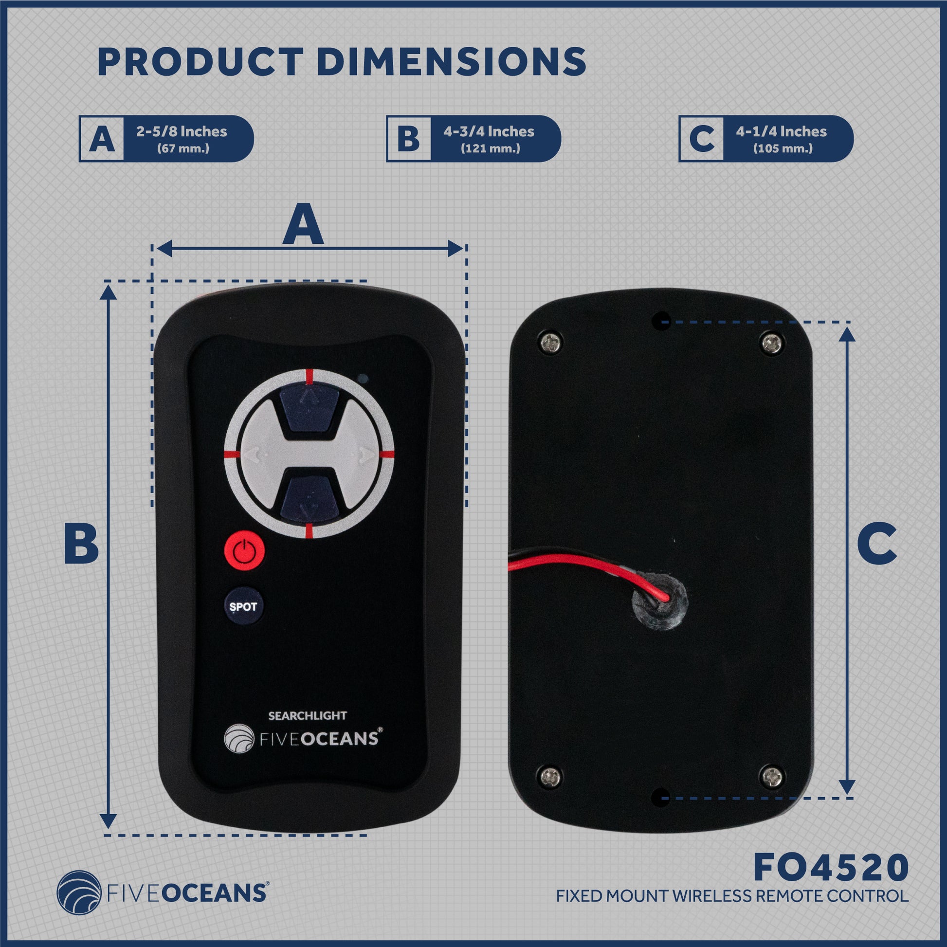 Second Station Wireless Remote Control 12V,  Compatible with Searchlight (FO4519) - FO4520 - Five Oceans